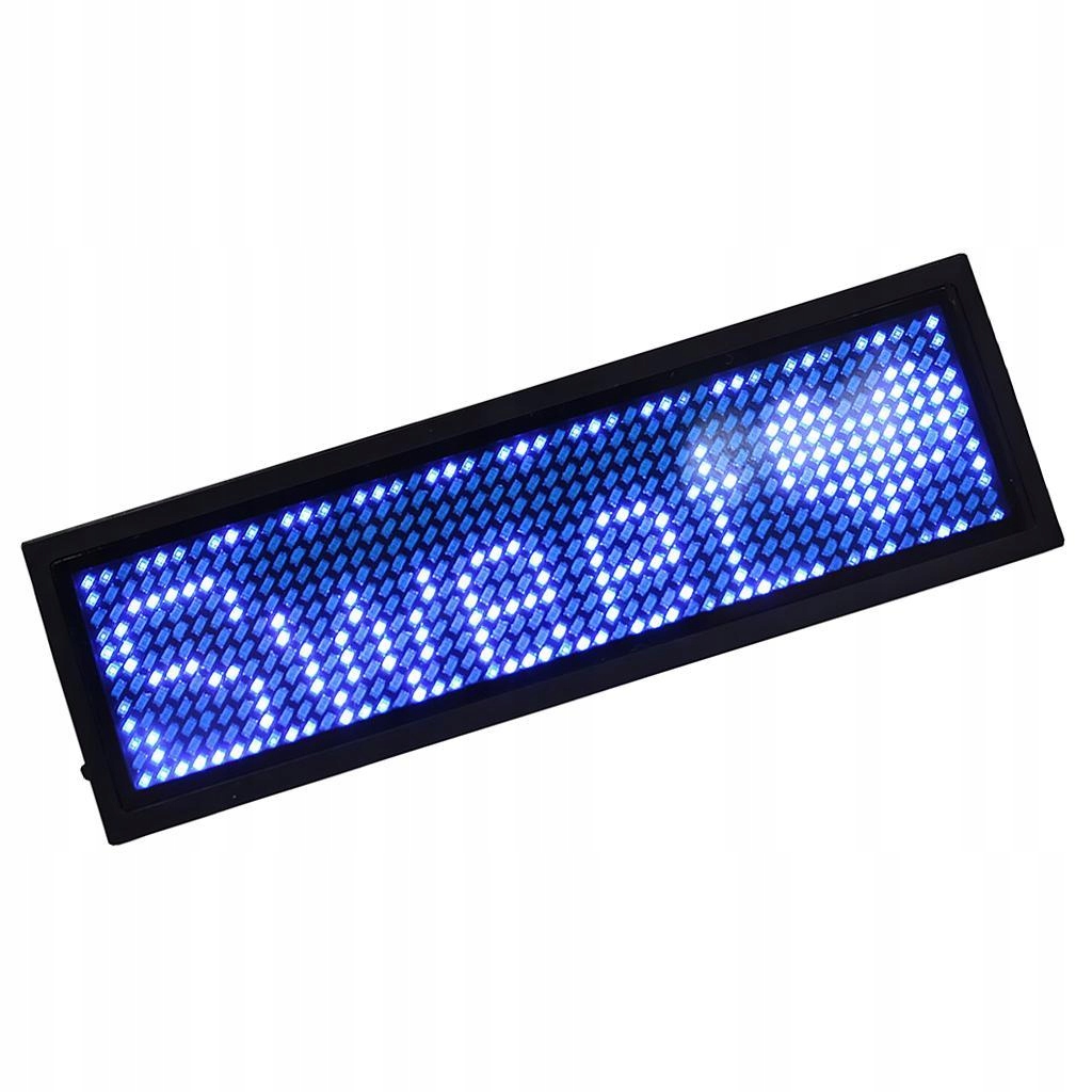 LED Badge Digital Scrolling Message Name Tag, Rechargeable Blue