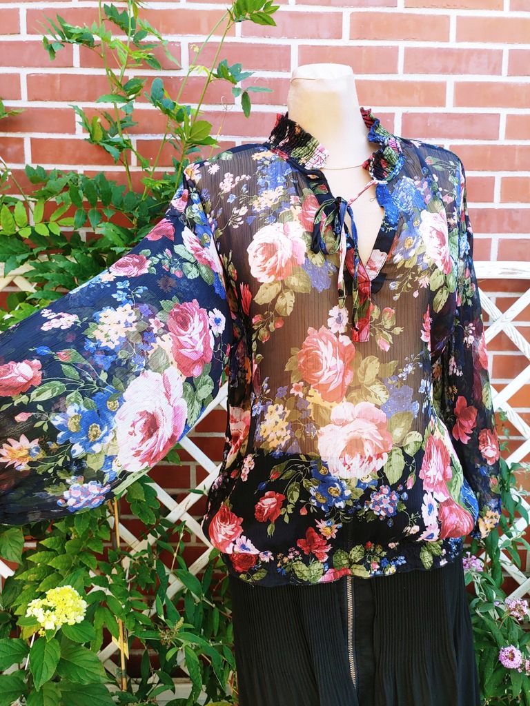koszula bluzka szyfonowa kwiaty boho vintage 42