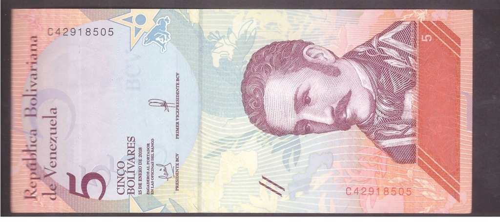 Wenezuela - Banknot - 5 Bolivares 2018 rok