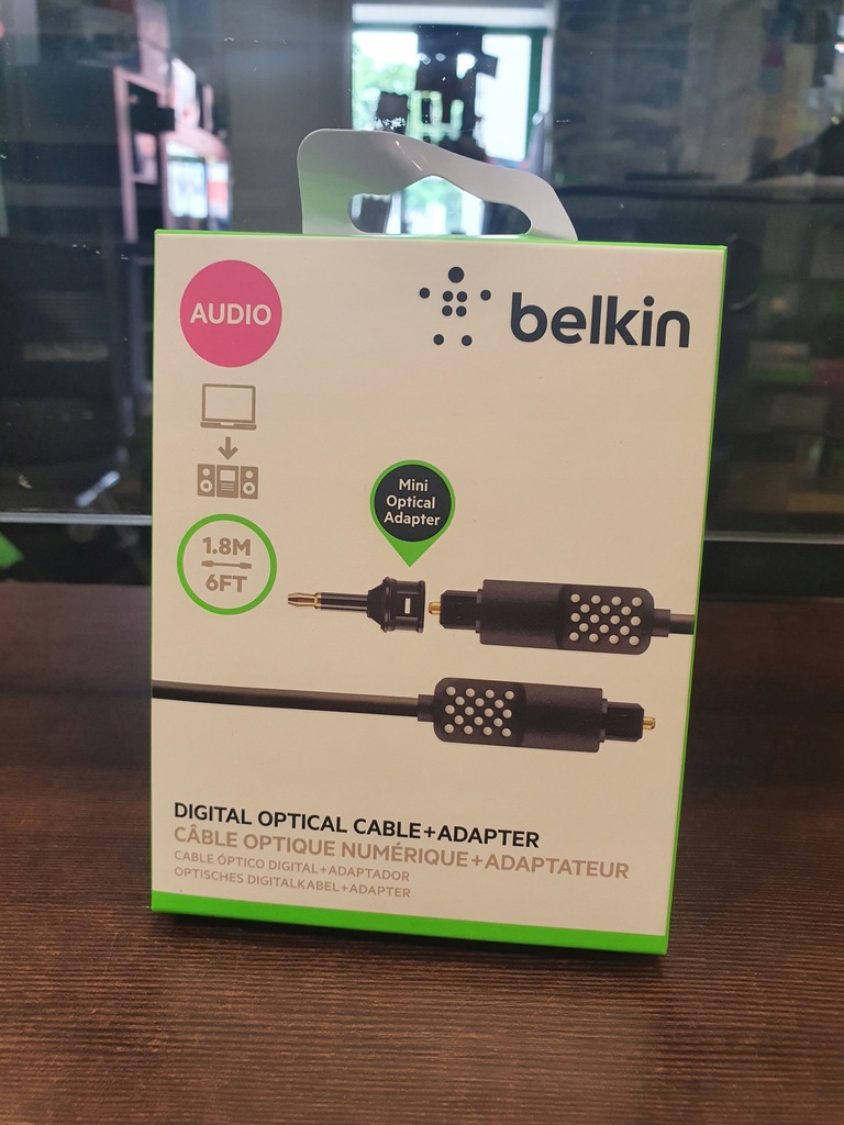 belkin przewód optyczny 1.8m + adapter mini