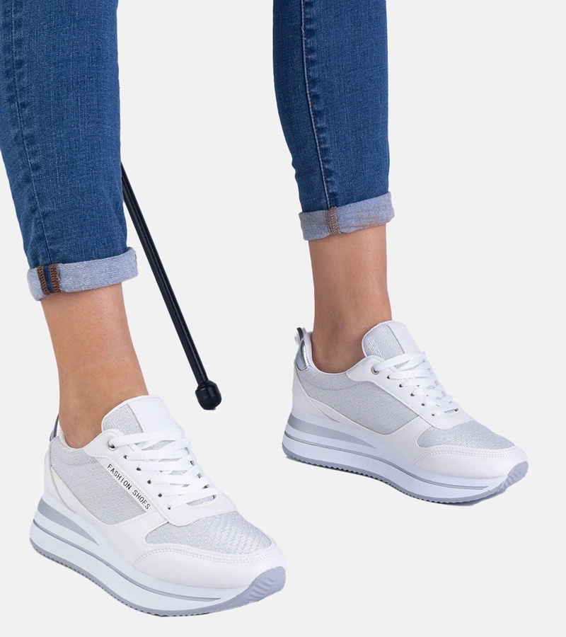 Białe sneakersy damskie na platformie Elenora rozmiar 36