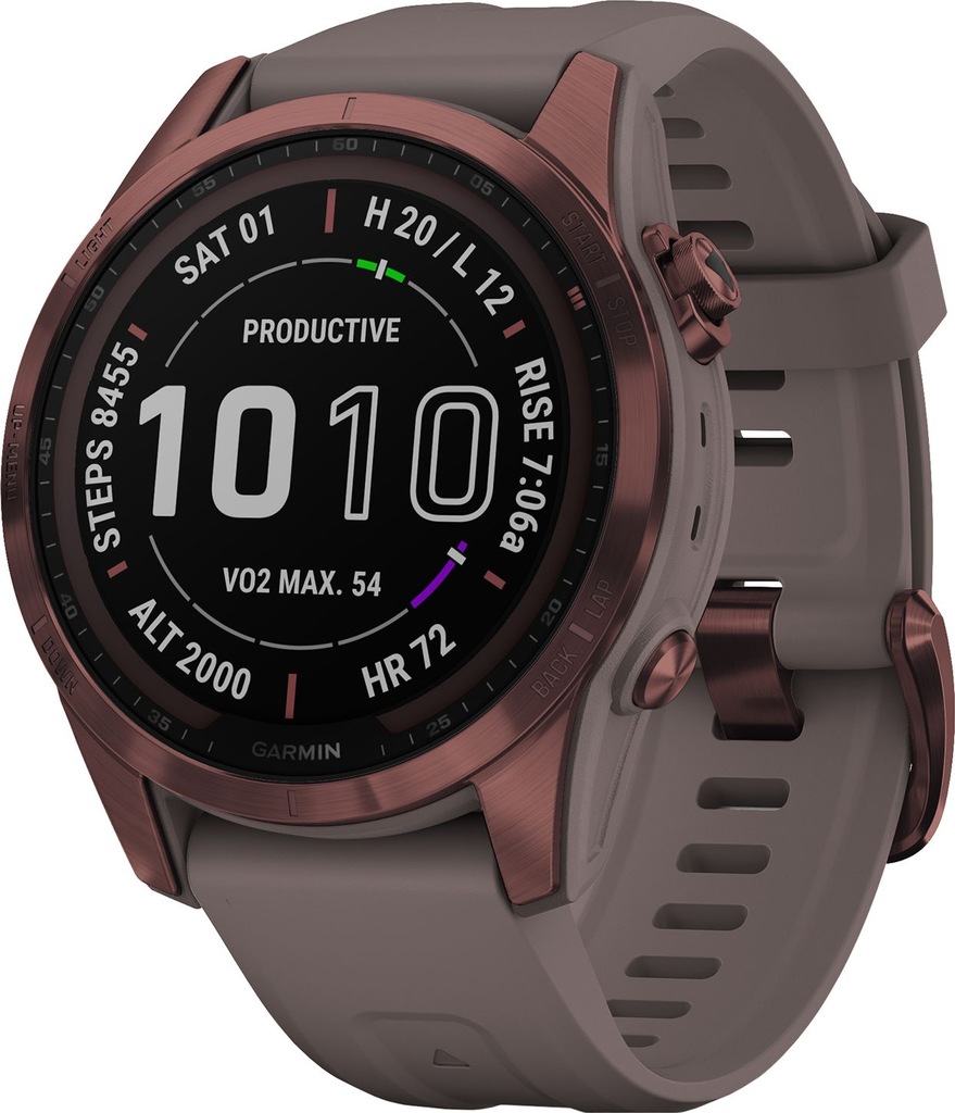 Zegarek sportowy Garmin Fenix 7S Sapphire Solar DLC Brązowy (0100253929)