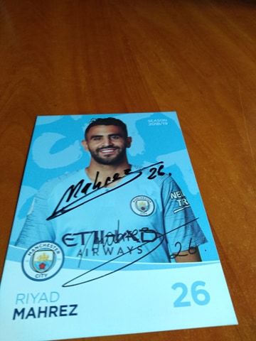 Riyad Mahrez Manchester City Oryginalny autograf