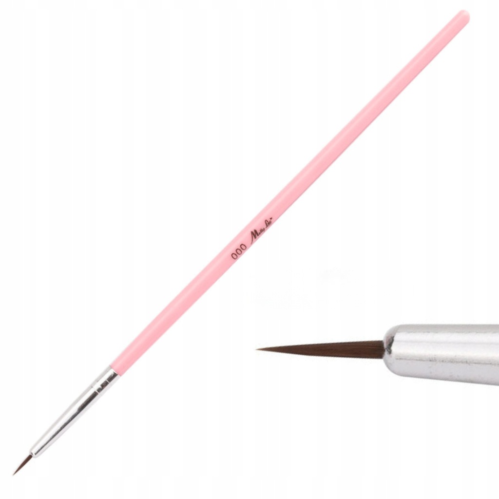Precyzyjny pędzelek do zdobień paznokci różowy naturalne włosie 6mm 1szt