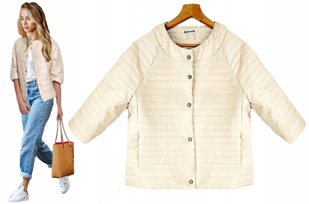 AWANTI lekka pikowana KURTKA modny rękaw 3/4 - 7901275111 - oficjalne