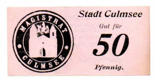 CHEŁMŻA Culmsee Stadt 50 Pfennig 1917 odmiana