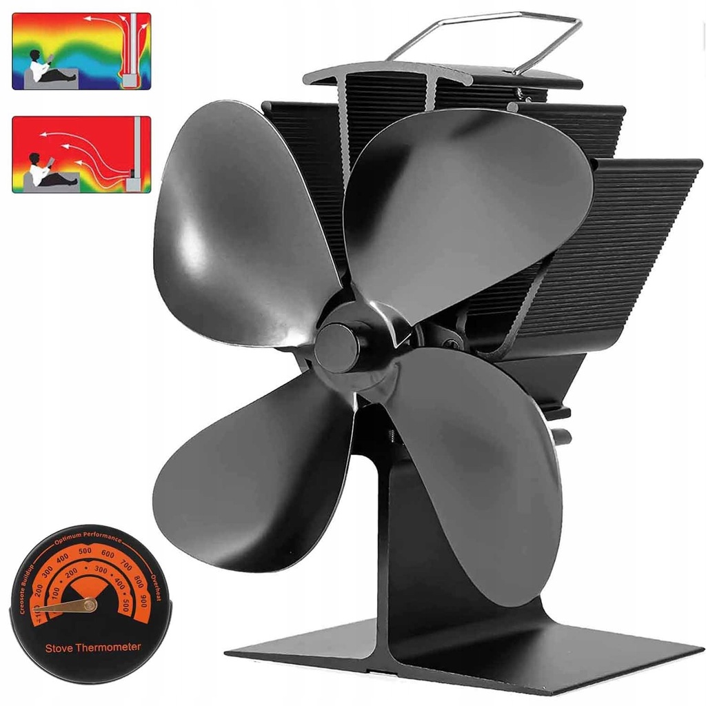 WENTYLATOR TERMOELEKTRYCZNY KOMINKOWY WIATRAK ZASILANY CIEPŁEM TURBINA