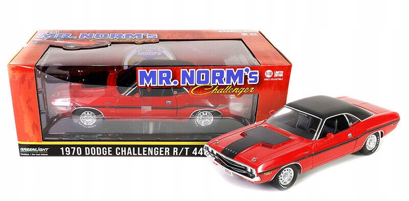 GREENLIGHT Mr. Norm’s 1970 DODGE CHALLENGR R/T 440 Six-Pack Red 1:18