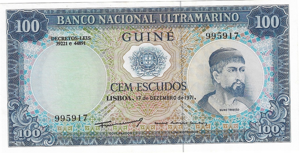 Gwinea Portugalska 100 escudos 1971r UNC