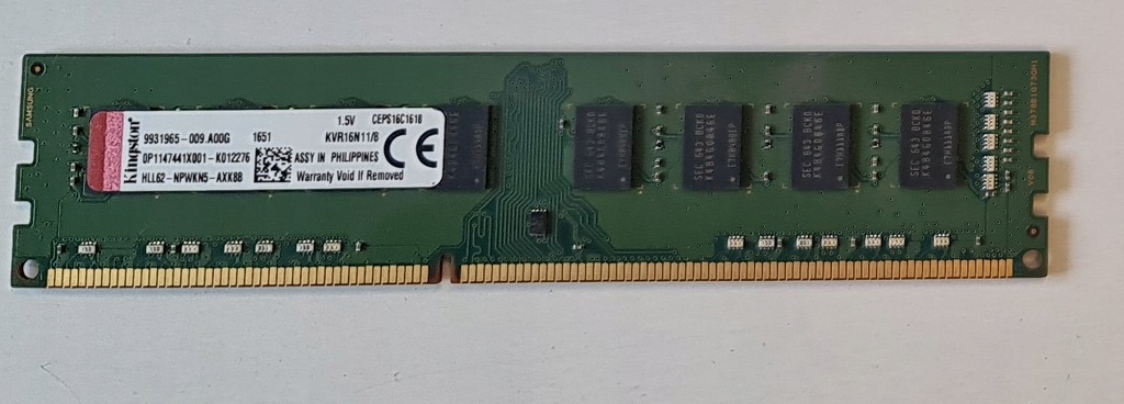 Pamiec RAM DDR3 Kingston 8gb KVR16N11/8 DIMM