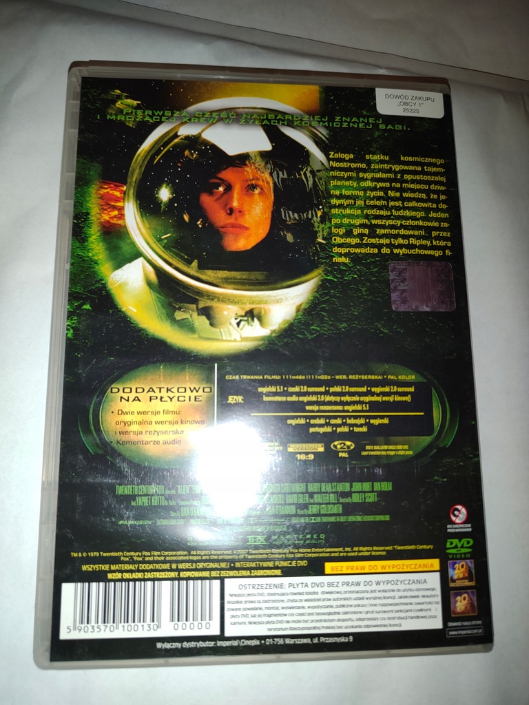 Obcy. Ósmy pasażer Nostromo płyta DVD