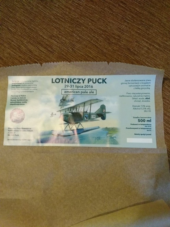 Lotniczy Puck 2016 browar spółdzielczy etykieta