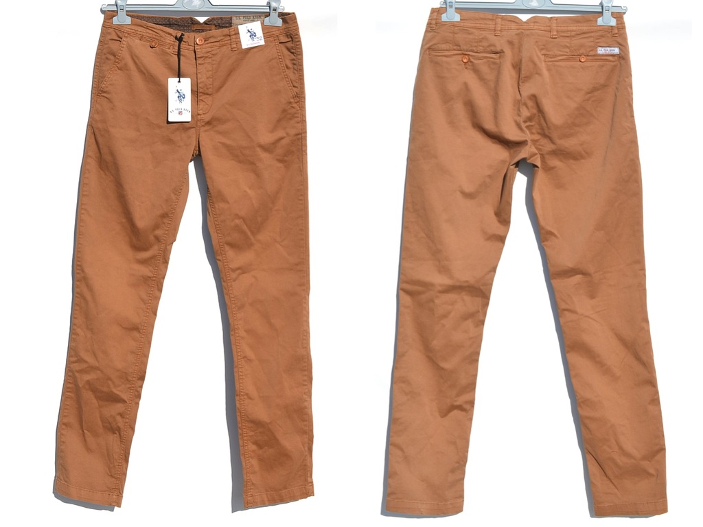 U.S. POLO - Brązowe Klasyczne Spodnie W32/L34