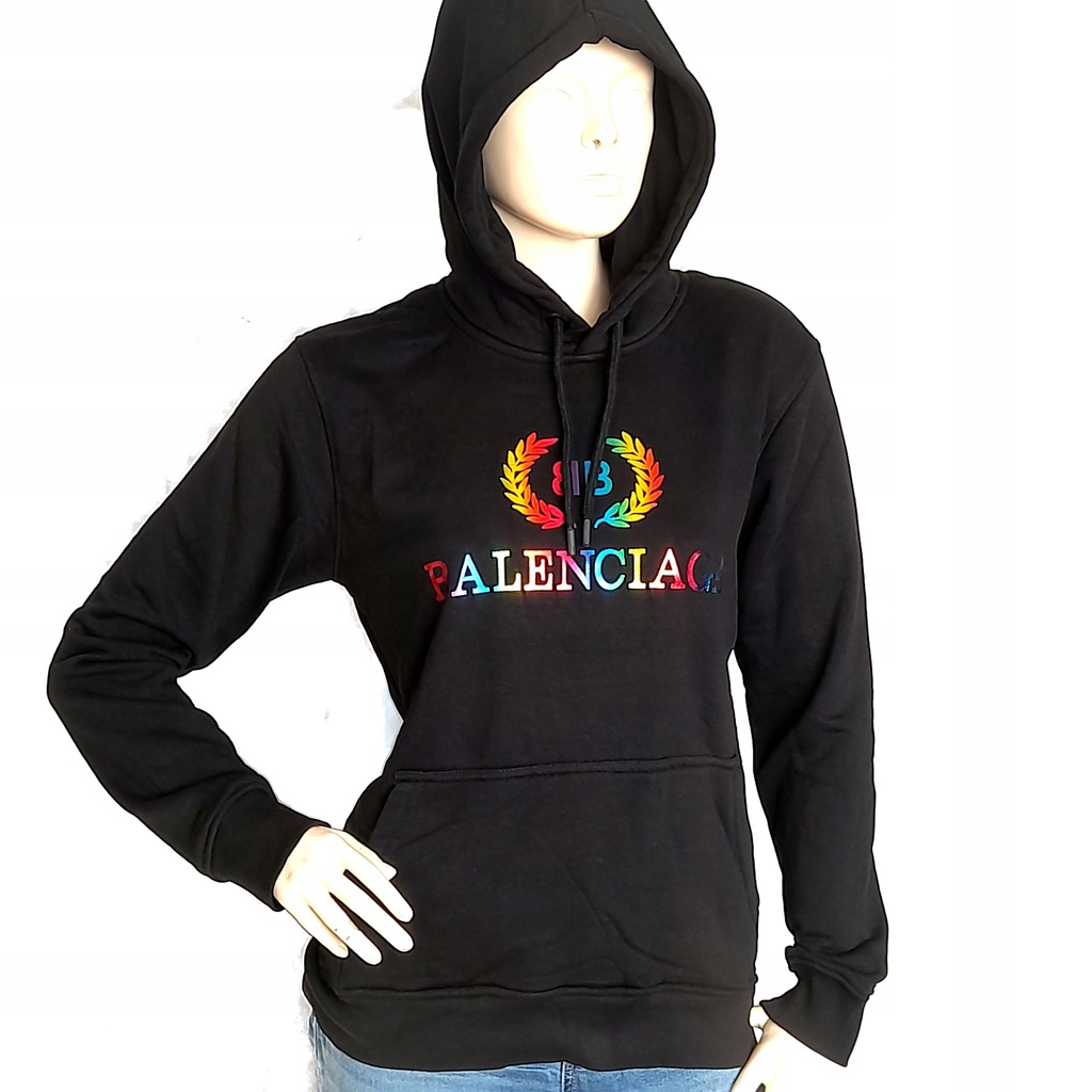 BALENCIAGA Czarna bluza damska nadruk L 14589701878 oficjalne