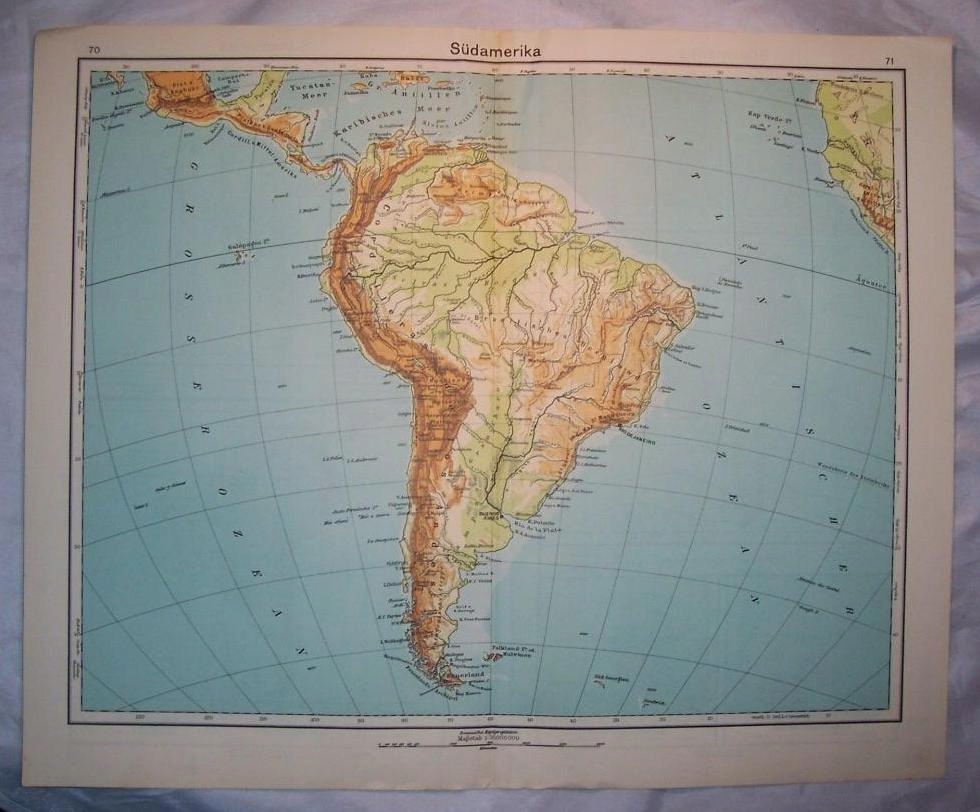 AMERYKA POŁUDNIOWA. Mapa. 1929.