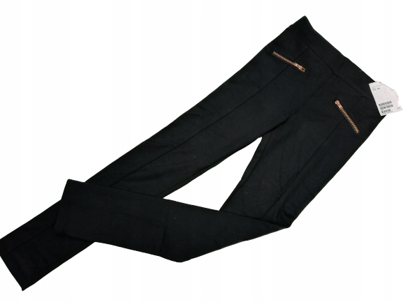 H&M legginsy CZARNE zamki ELEGANCKIE 140/9-10