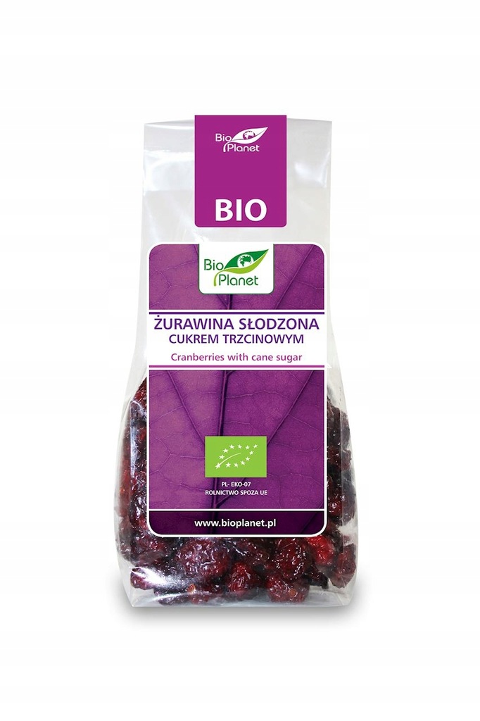 BIO PLANET Żurawina słodzona cukrem trzcinowym BIO 100g ____________