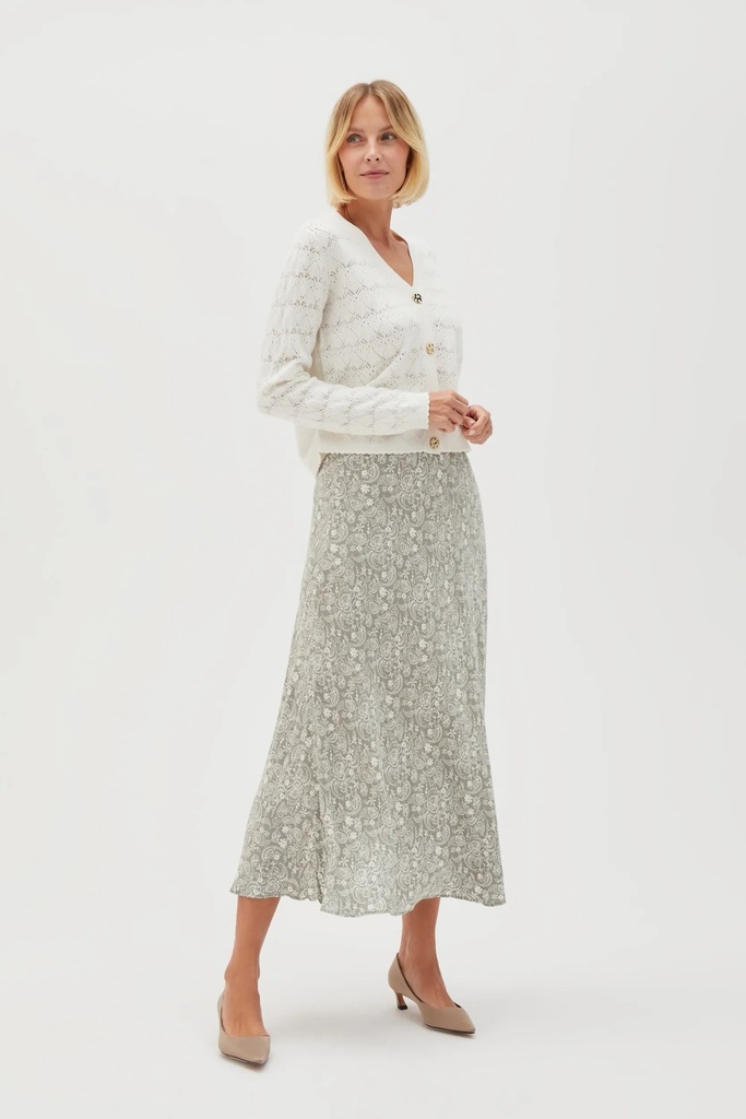 Wiskozowa spódnica midi oliwkowa M od MOODO