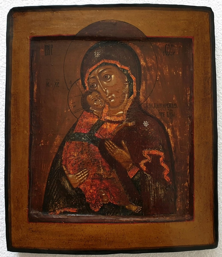Ikona Matka Boża Włodzimierska Rosja XVIIIw 0330