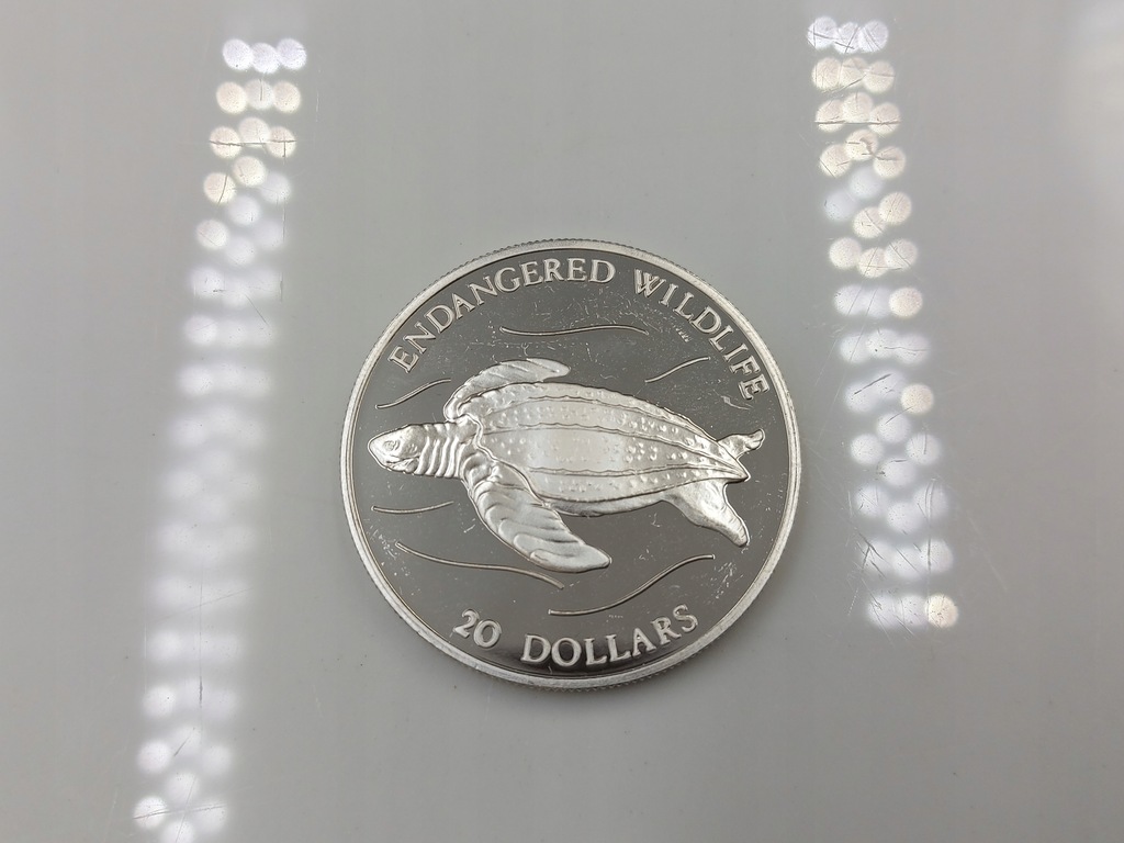 20 Dolarów Tuvalu 1993 Żółw 31,30g 925 AA165