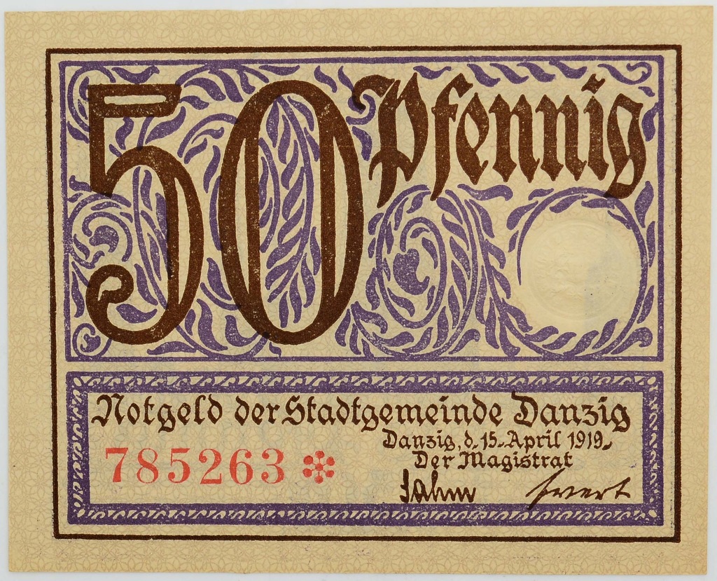 21.di.WM Gdańsk, 50 Fenigów 1919, P.11, St.1-