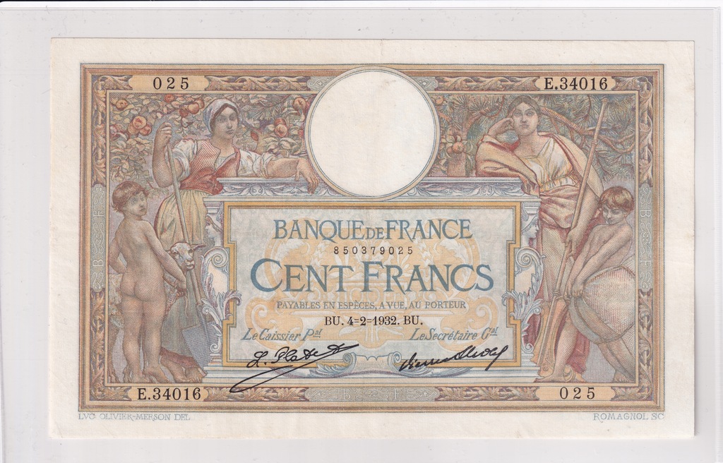 100 Franków Francja 1932 P#78