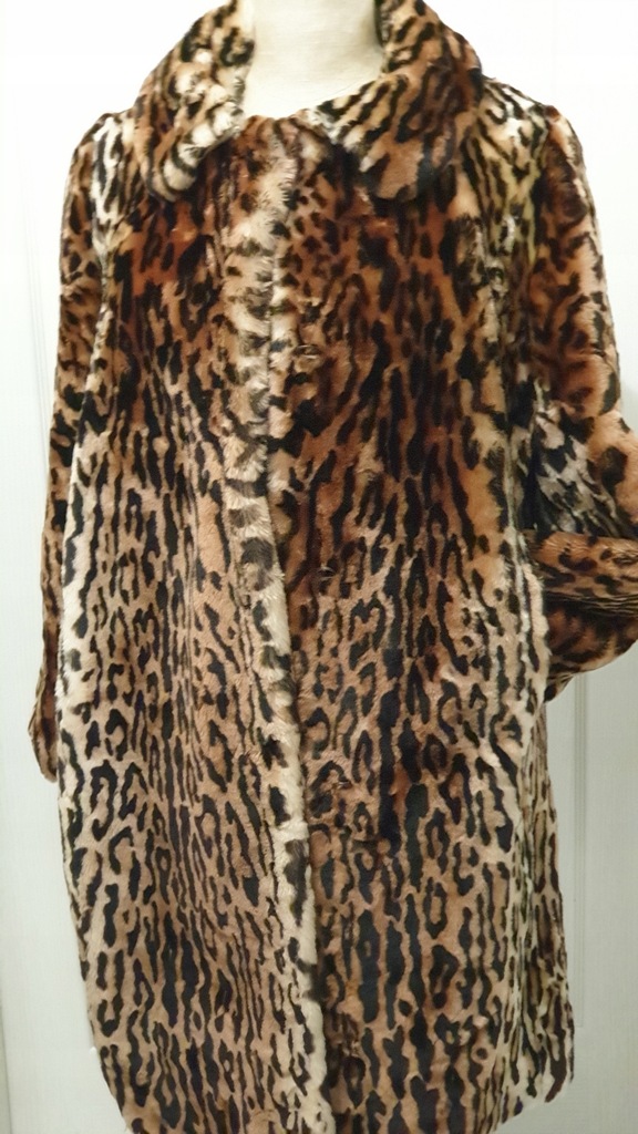 FUTRO NATURALNE WZÓR OCELOT JAK NOWE