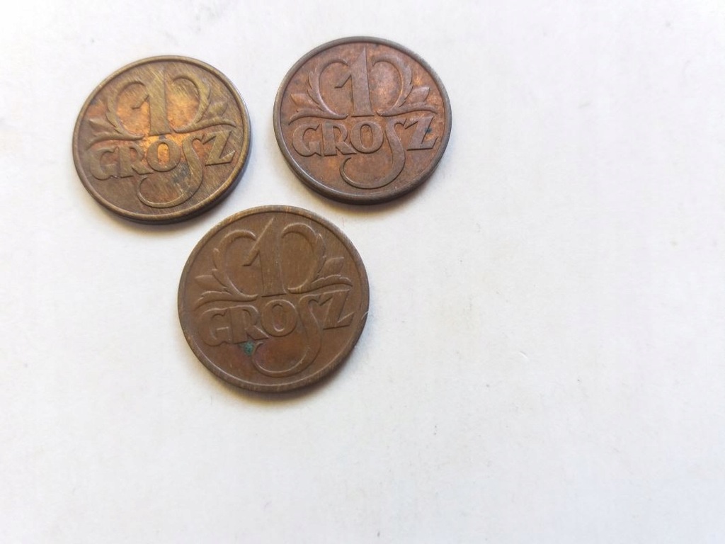3 monety 1 gr: 1937, 37, 38, I stan