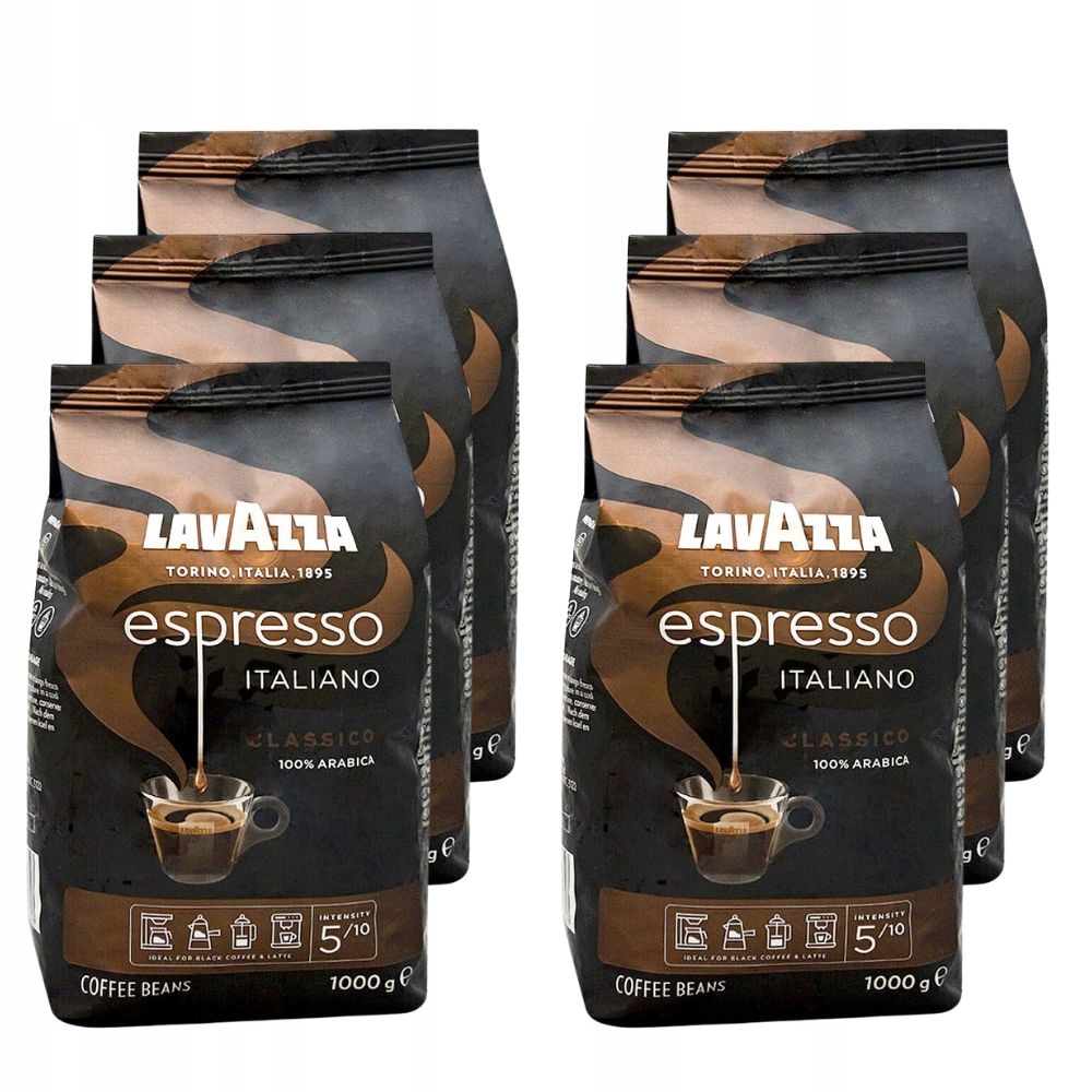 6x LAVAZZA - Kawa ziarnista Caffe Espresso - 1 kg 1000g
