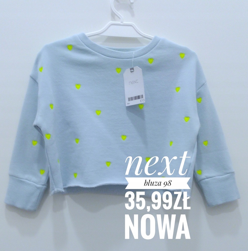 NEXT bluza NOWA 98 *2-3 lata SUPER NEONOWE serca
