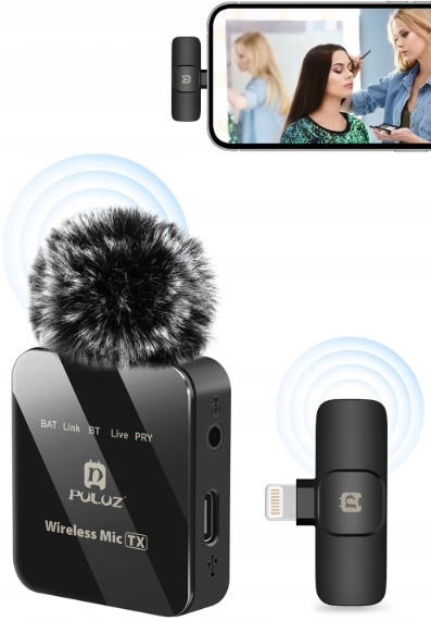 Bezprzewodowy Mikrofon Krawatowy PULUZ do iPhone 13 14 LIGHTNING iOS PU645B