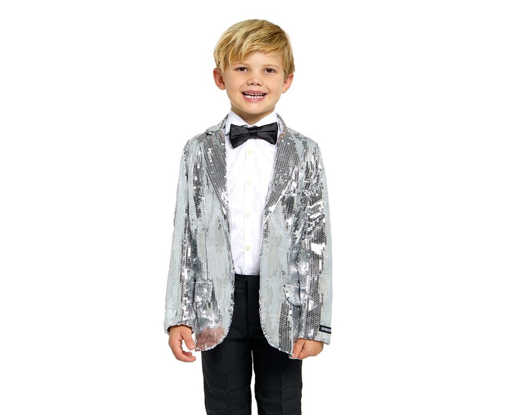 Marynarka dla Chłopca Srebrne Cekiny Strój Przebranie Premium 4-6 lat