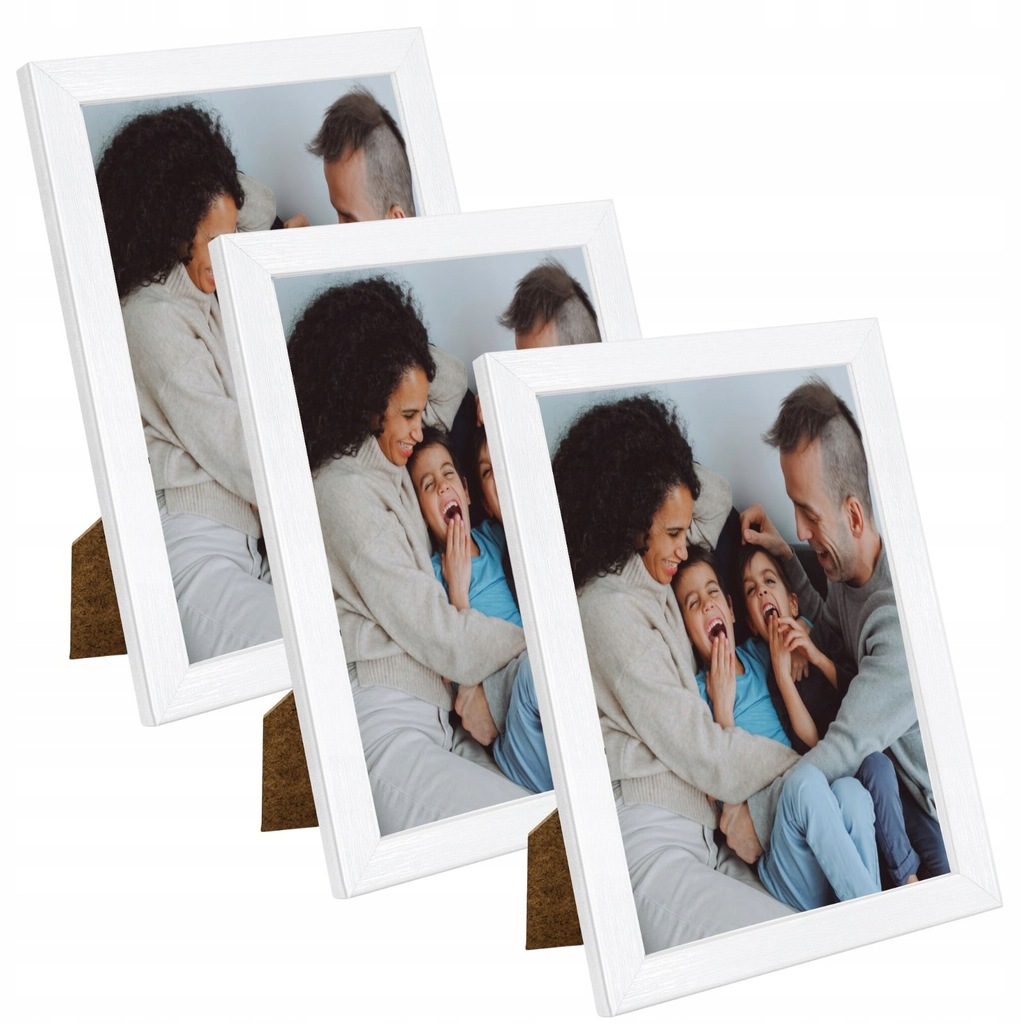 3x Fotorama 13x18 biały lakier + tłoczenie plexi