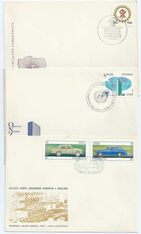 3 Koperty FDC, zestaw czwarty