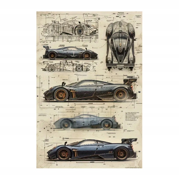 "Pagani Huayra" – Techniczny Plakat Supersamochodu