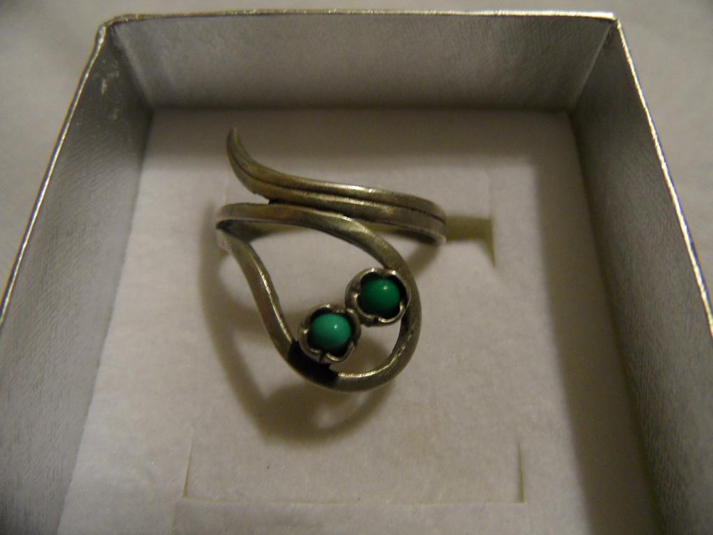 srebrny pierścionek - wąż z turkusowymi oczami