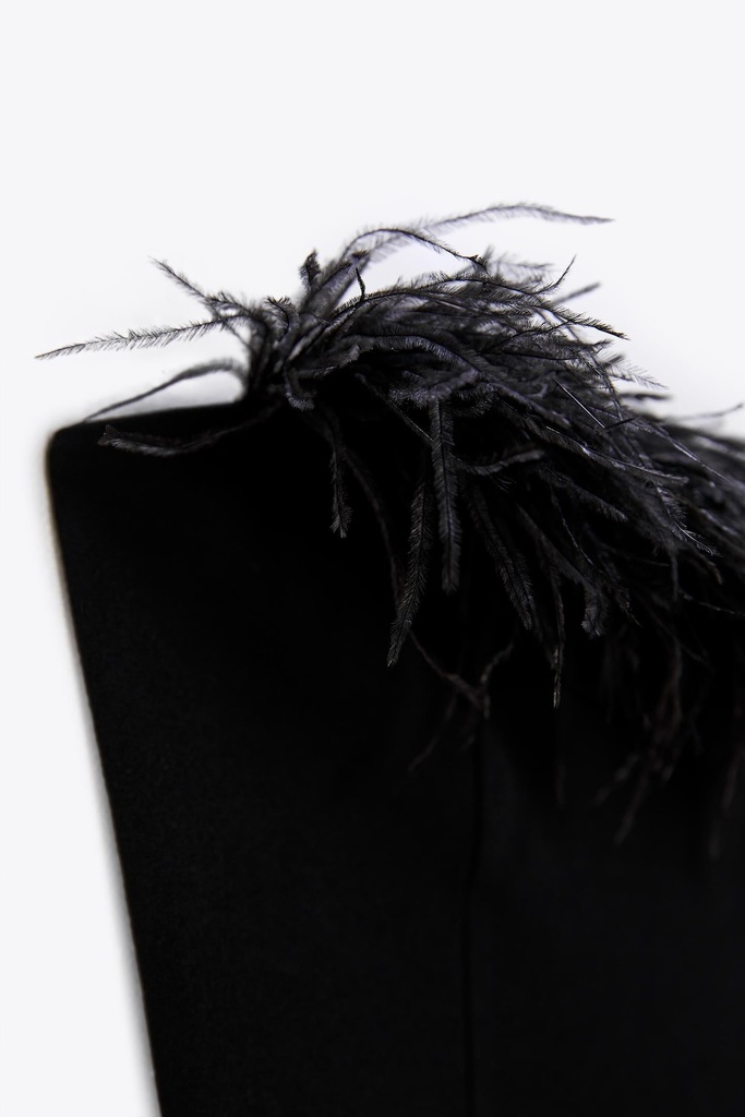 ZARA SUKIENKA Z OZDOBNYMI PIÓRAMI M - 12897763895