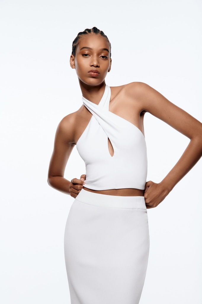 ZARA biały top ozdobny przód S - 13586742820 - oficjalne