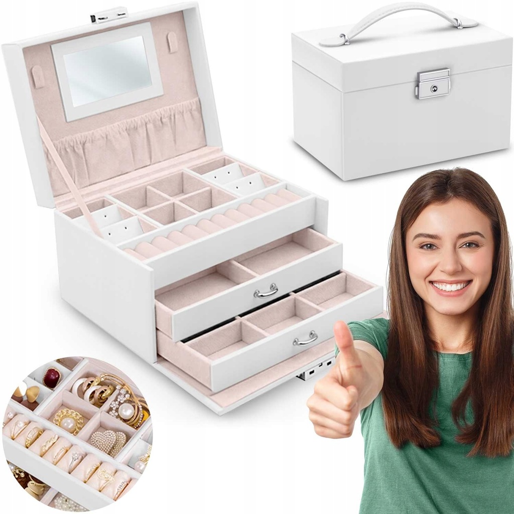 Szkatułka na biżuterię MS-700 Massido - biała, Massido, 670003.590389061057