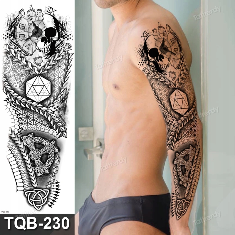 Całe ramię tymczasowe tatuaże duże czarne totem trial chłopcy tatoo f