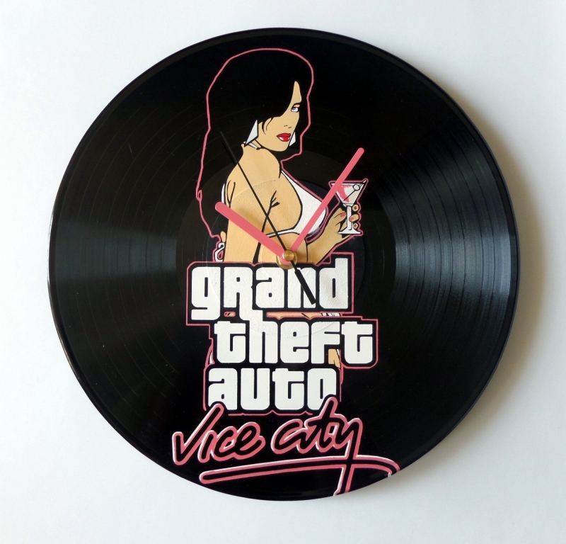 GTA Vice City Ręcznie malowany Zegar z winyla