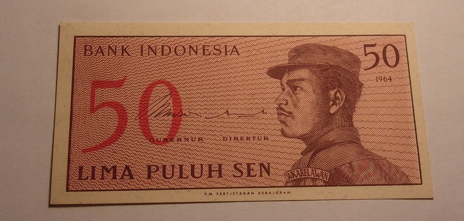 50 sen lima puluh sen banknot Indonezja 1964 r.
