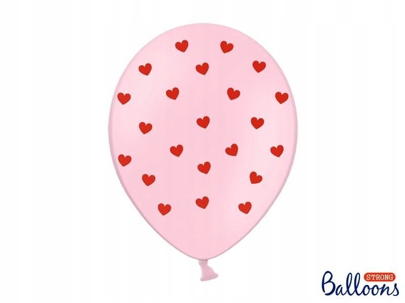 Balony lateksowe w Serca Pastelowy Róż, 30cm, 6 sz