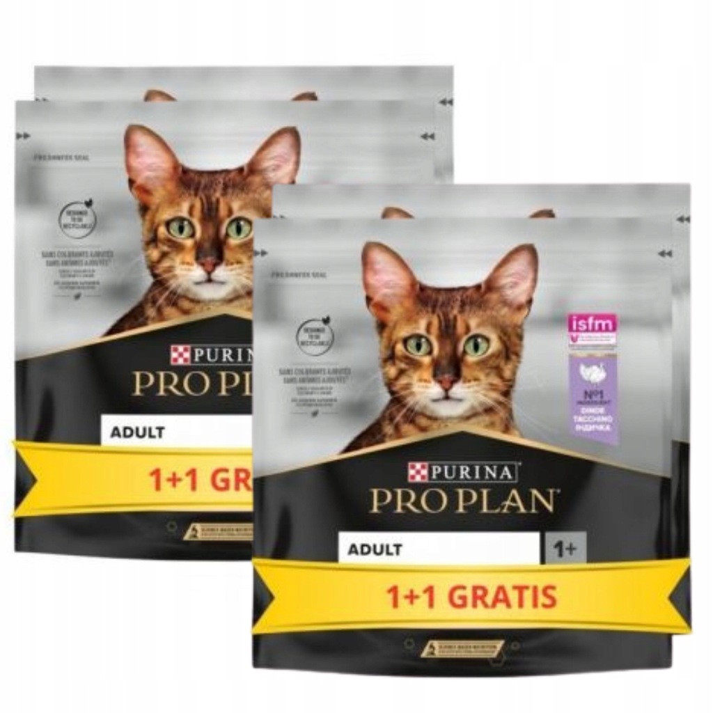 KARMA Sucha Dla Kota z Indykiem PURINA PRO PLAN Indyk 2+2 4 Opakowaniax400g