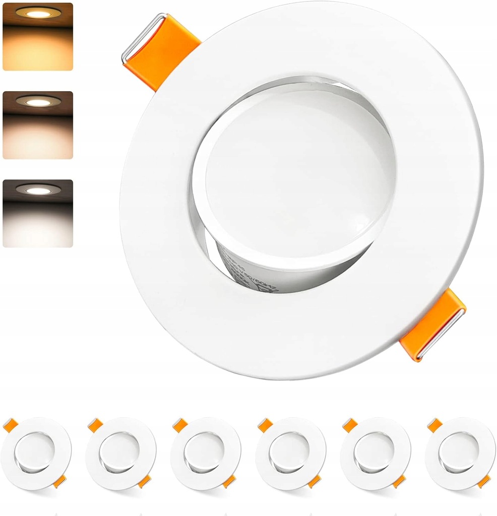 6 szt Wpuszczany reflektor LED 5W 230V 3000K 4000K 6000K CRI>80