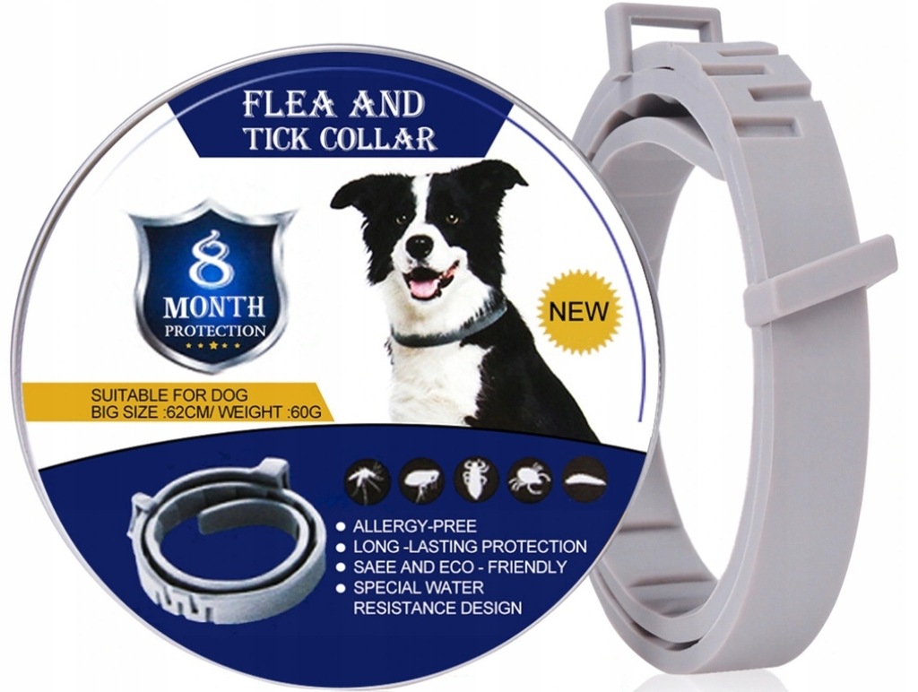 OBROŻA DLA PSA NA PCHŁY KLESZCZE PASOŻYTY OCHRONA 8 MIESIĘCY UNIWERSALNA