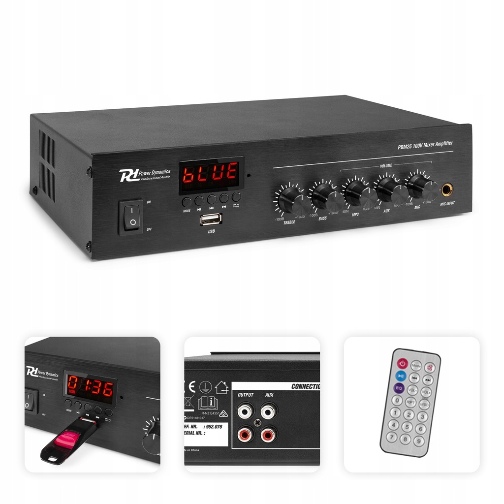 POWERMIXER USB MP3 BT FM 100V 25W PD PDM25