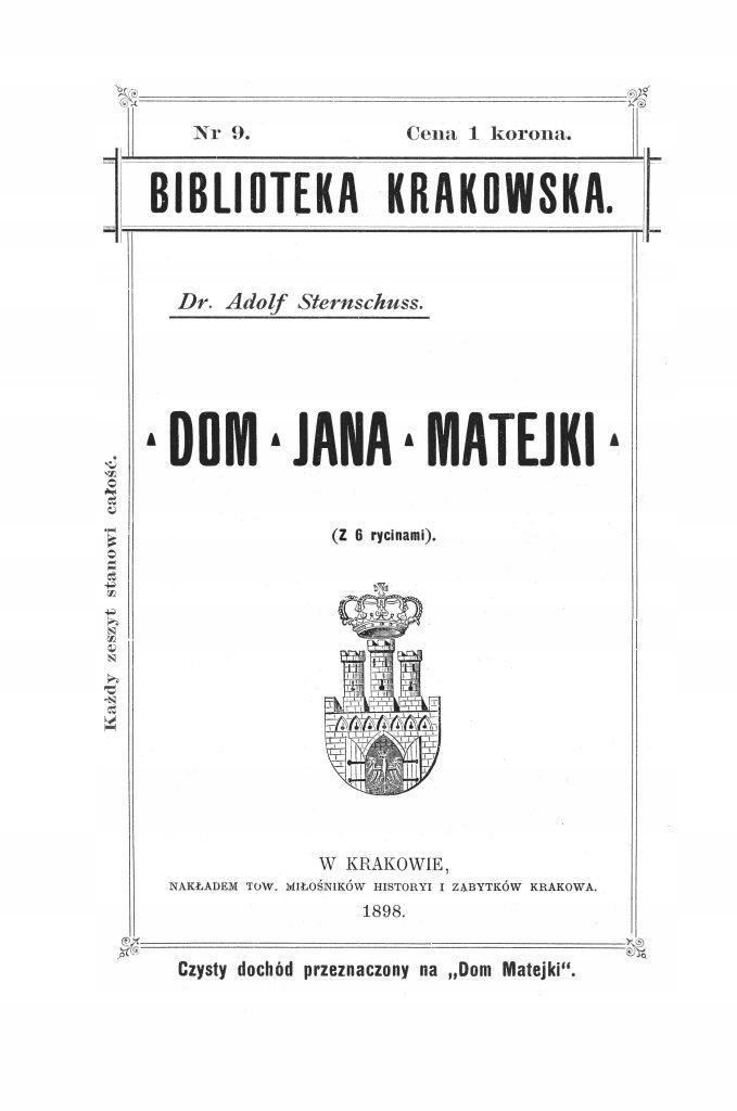 DOM JANA MATEJKI - PRZEWODNIK, ADOLF STERNSCHUSS