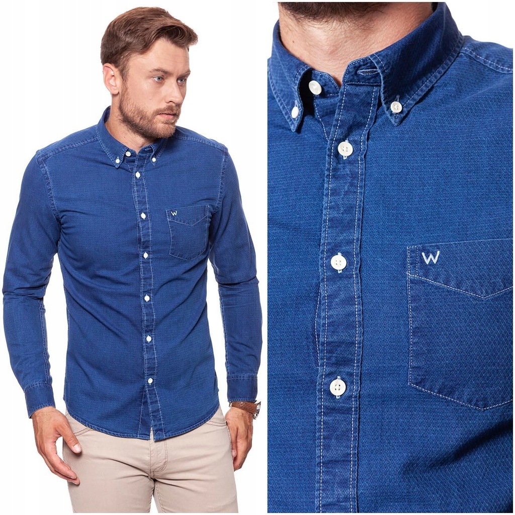 WRANGLER LS 1PKT BUTTON DOWN MĘSKA KOSZULA JEANS S