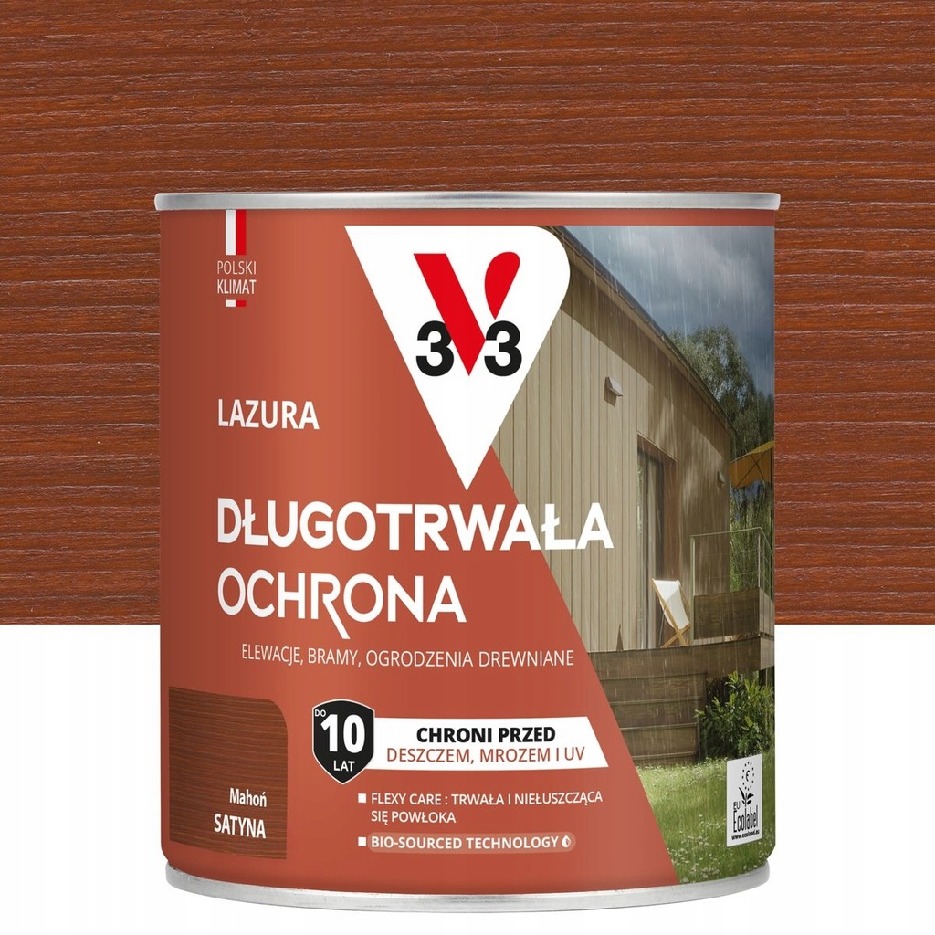 Lazura 10 lat ochrony Mahoń satynowy 0.75 l V33